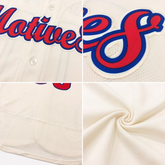 Custom Cream Red-Navy Authentic Baseball Jersey