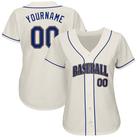 Custom Cream Royal-Gold Authentic Baseball Jersey