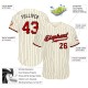 Custom Cream Black Strip Red-Black Authentic Baseball Jersey