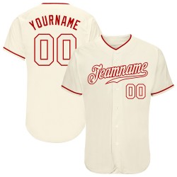 Custom Cream Cream-Red Authentic Baseball Jersey