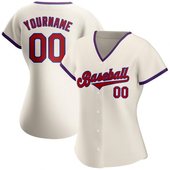 Custom Cream Red-Royal Authentic Baseball Jersey