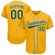 Custom Gold Green-White Baseball Jersey