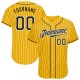 Custom Gold Black Strip Black-White Authentic Baseball Jersey