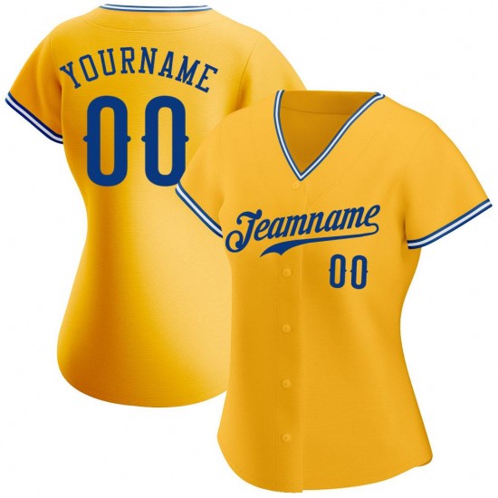 Custom Gold Royal-White Authentic Baseball Jersey