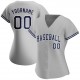 Custom Gray Navy-White Authentic Baseball Jersey