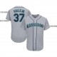 Custom Gray Navy-Aqua Baseball Jersey