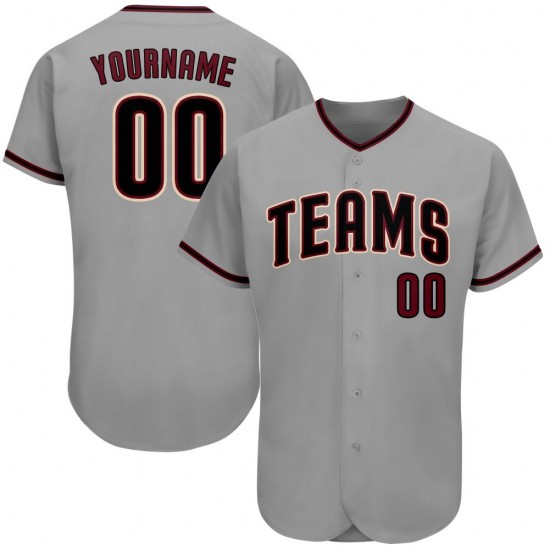 Custom Gray Black-Crimson Authentic Baseball Jersey