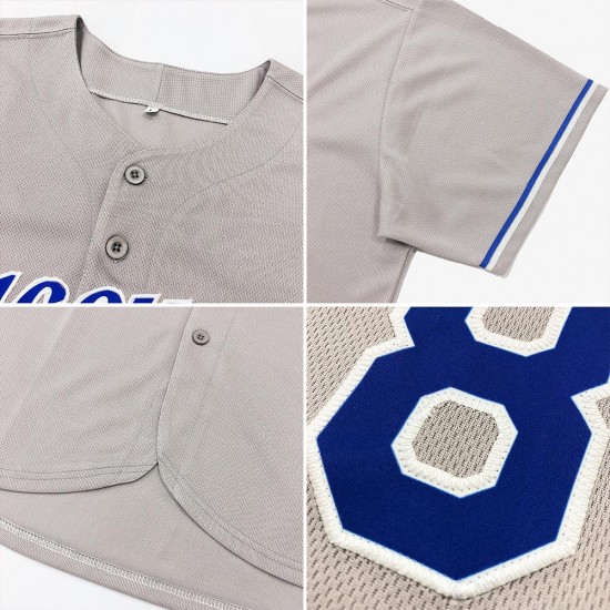 Custom Gray Royal-Orange Authentic Baseball Jersey