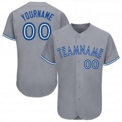 Custom Gray Royal-White Baseball Jersey