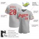 Custom Gray Red-White Authentic Baseball Jersey