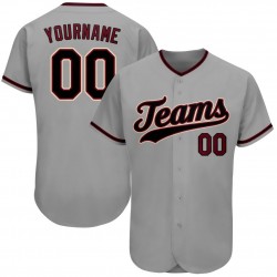 Custom Gray Black-Crimson Authentic Baseball Jersey