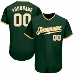 Custom Green White-Gold Authentic Baseball Jersey