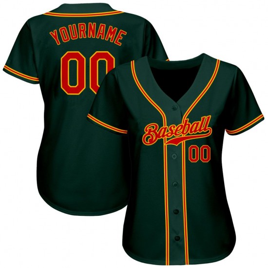 Custom Green Red-Gold Authentic Baseball Jersey