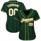 Custom Green White Strip White-Gold Authentic Baseball Jersey