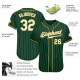 Custom Green White Strip White-Gold Authentic Baseball Jersey