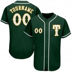 Custom Green White-Gold Authentic Baseball Jersey