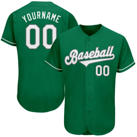 Custom Kelly Green White-Gray Authentic St. Patrick's Day Baseball Jersey