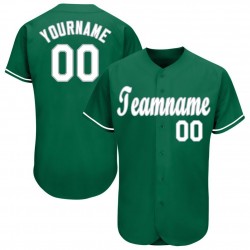 Custom Kelly Green White-Gray Baseball Jersey