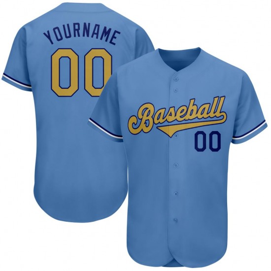 Custom Light Blue Old Gold-Royal Authentic Baseball Jersey