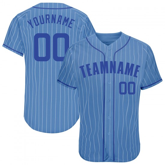 Custom Light Blue White Strip Royal Authentic Baseball Jersey