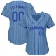 Custom Light Blue White Strip Royal Authentic Baseball Jersey