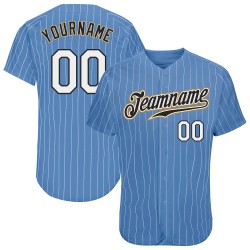 Custom Light Blue White Strip White-Old Gold Authentic Baseball Jersey