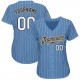 Custom Light Blue White Strip White-Old Gold Authentic Baseball Jersey