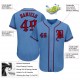 Custom Light Blue Red-Navy Authentic Baseball Jersey