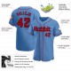 Custom Light Blue Red-Navy Authentic Baseball Jersey