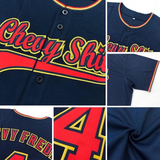 Custom Navy Orange-White Authentic Baseball Jersey