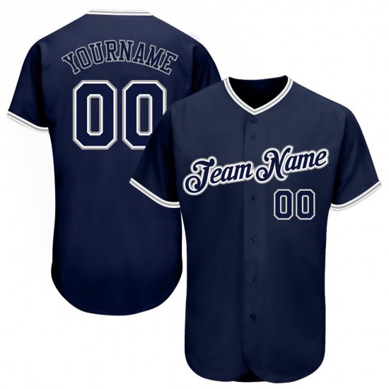 Custom Navy Navy-Gray Authentic Baseball Jersey