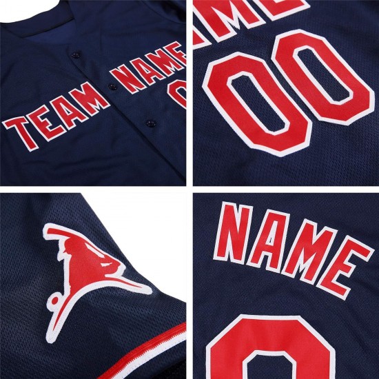 Custom Navy White-Red Authentic Baseball Jersey