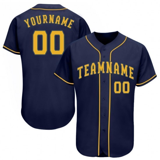 Custom Navy Gold Baseball Jersey