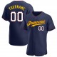 Custom Navy White-Gold Authentic Baseball Jersey