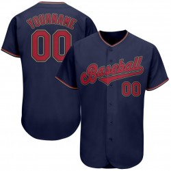 Custom Navy Red-Old Gold Authentic Baseball Jersey