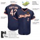 Custom Navy White-Orange Authentic Baseball Jersey