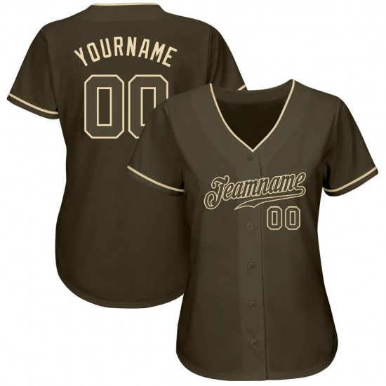 Custom Olive Olive-Cream Authentic Salute To Service Baseball Jersey