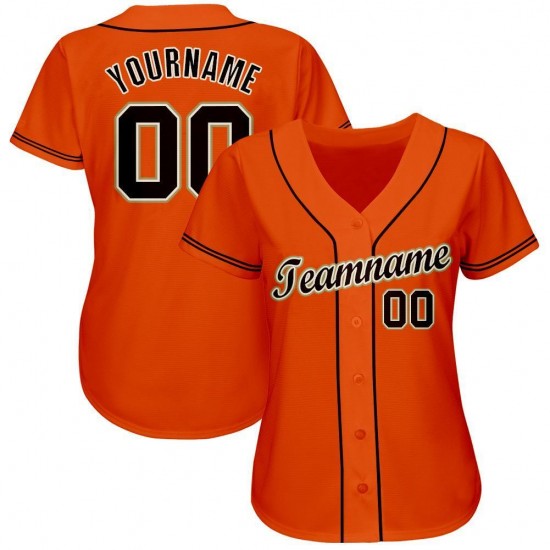 Custom Orange Black-Cream Baseball Jersey