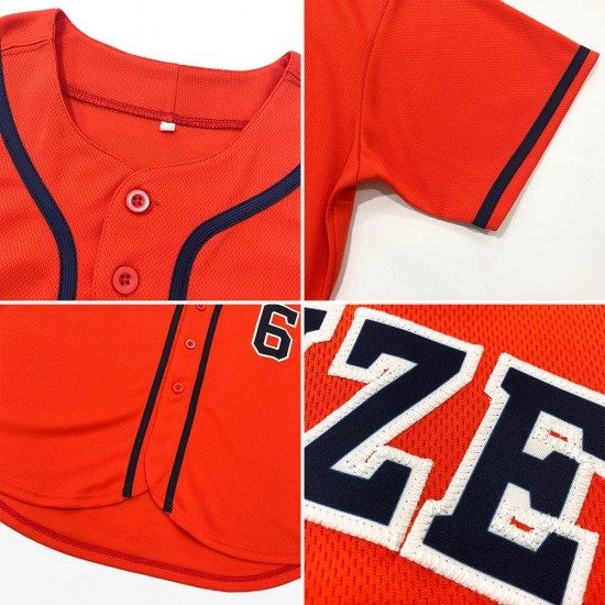 Custom Orange Black-Cream Authentic Baseball Jersey