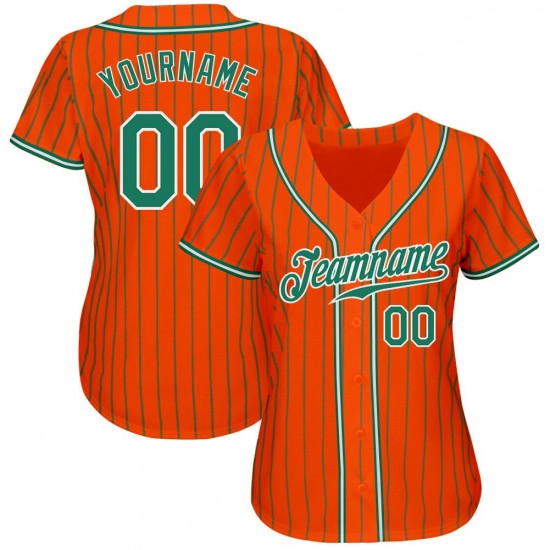 Custom Orange Kelly Green Strip Kelly Green-White Authentic Baseball Jersey