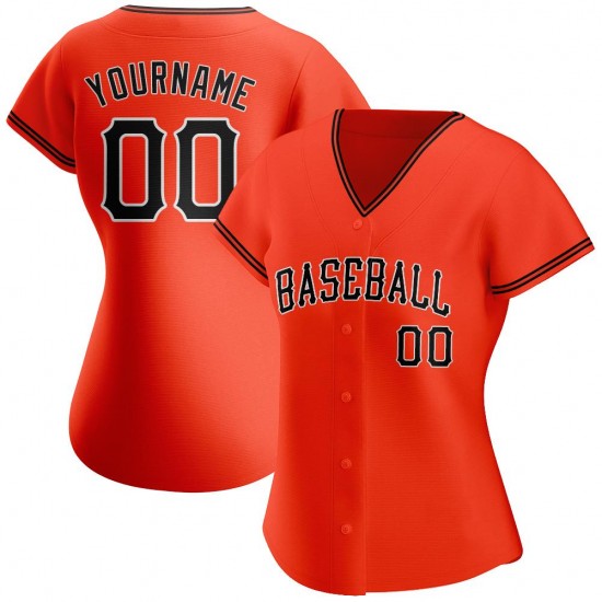 Custom Orange Black-White Authentic Baseball Jersey