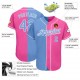 Custom Pink Light Blue-White Authentic Split Fashion Baseball Jersey