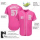 Custom Pink Gray-White Authentic Baseball Jersey