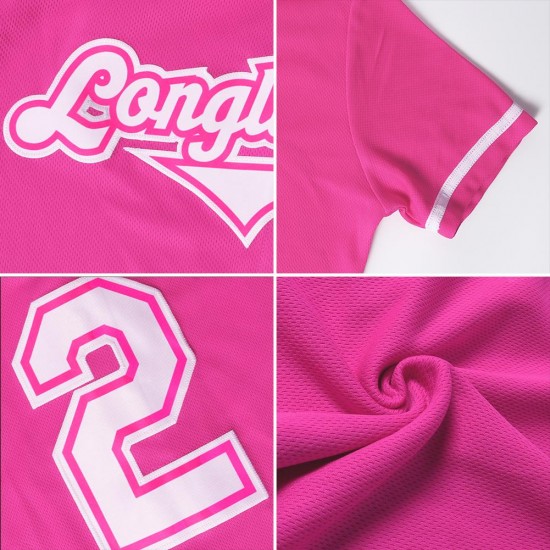 Custom Pink Gray-White Authentic Baseball Jersey