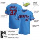 Custom Powder Blue Red-Navy Authentic Baseball Jersey