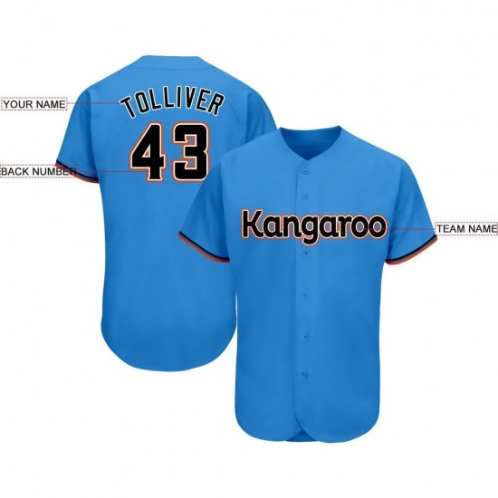 Custom Powder Blue Black-Orange Baseball Jersey