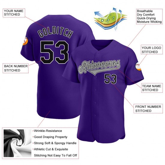 Custom Purple Black-Gray Authentic Baseball Jersey