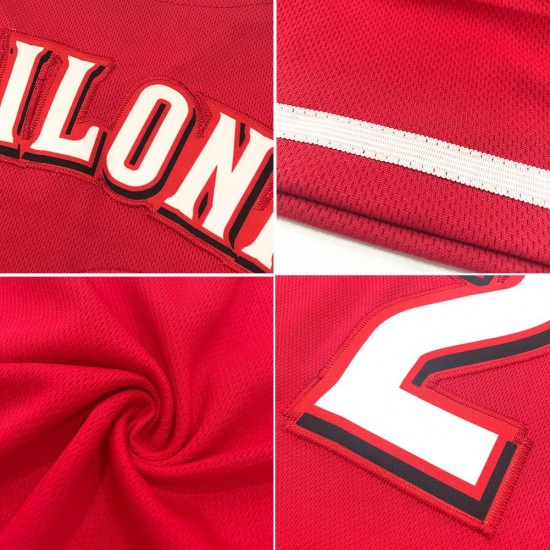 Custom Red White-Gold Authentic Baseball Jersey