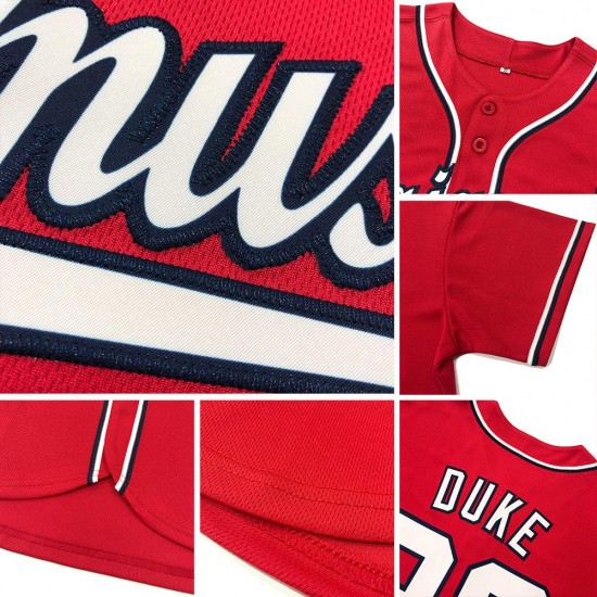 Custom Red White Authentic Baseball Jersey