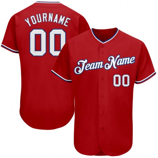 Custom Red White-Royal Authentic Baseball Jersey